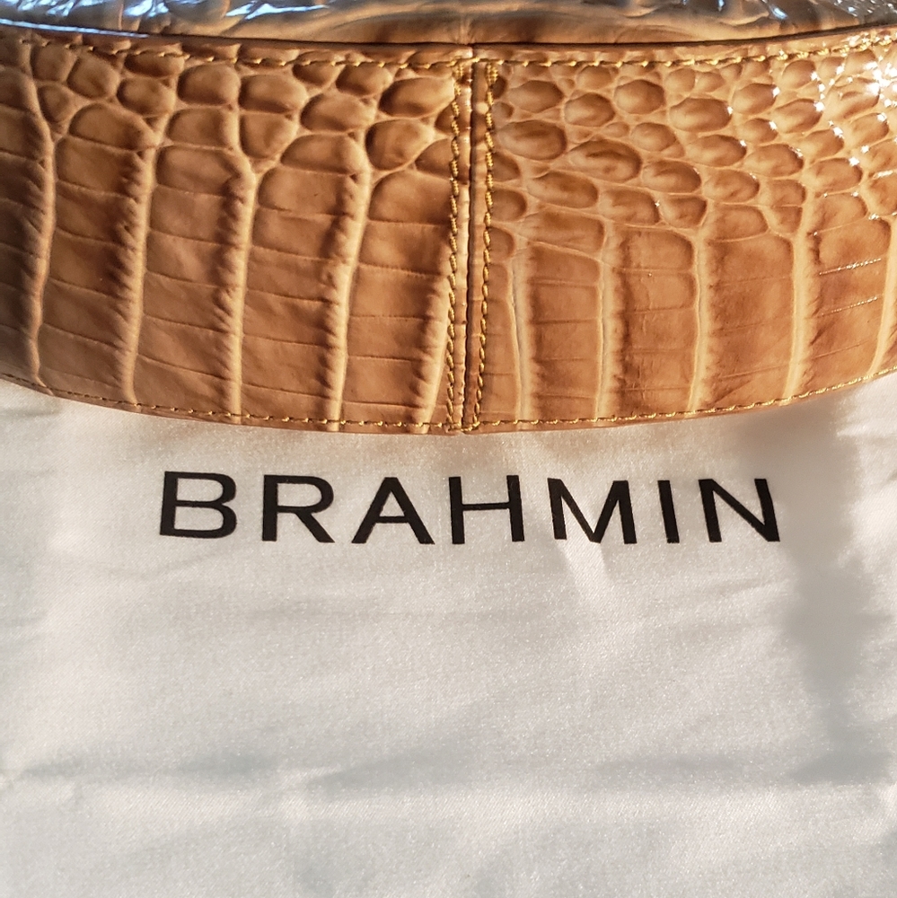 BRAHMIN**AUTHENTIC*** CYNTHIA STYLE PURSE, CROCODILE, CREAM/TAN, - Picture 4 of 12